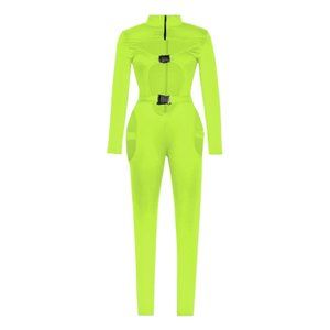 Florescent green/yellow jumpsuit with buckles